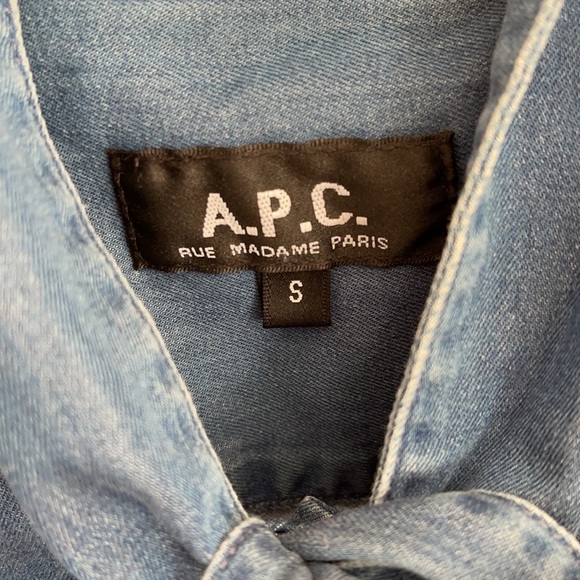 APC Denim Workwear Bow Blouse S - Picture 3 of 4